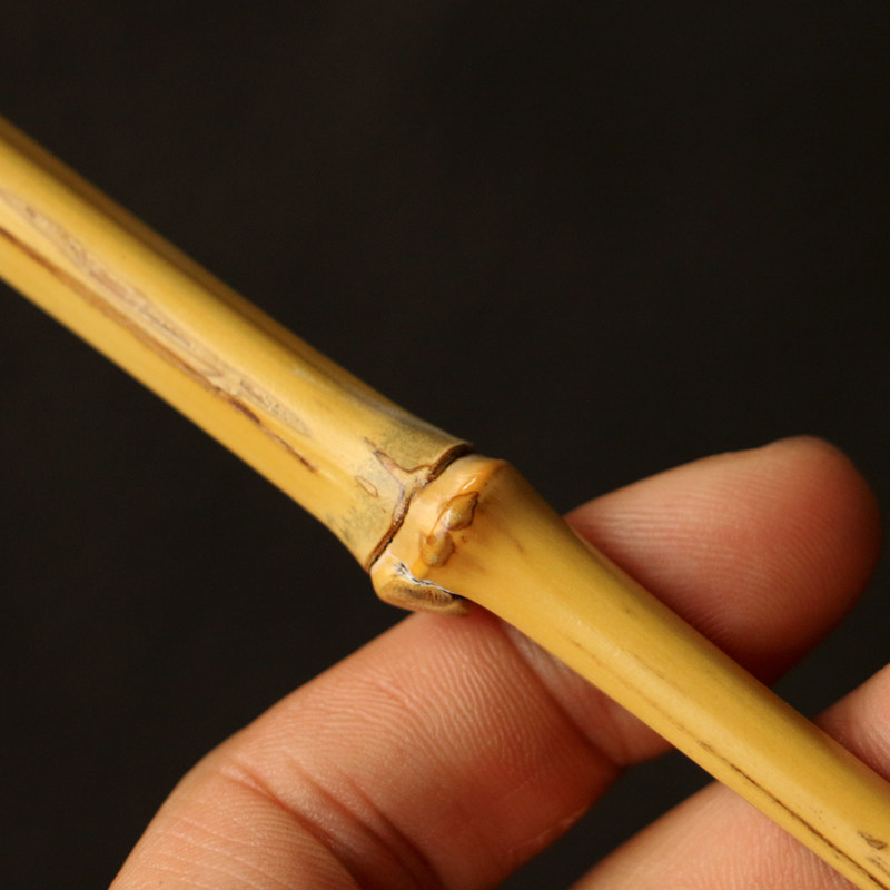 一物老玉手把茶推杆小竹节茶拨竹枝随形一拍茶道