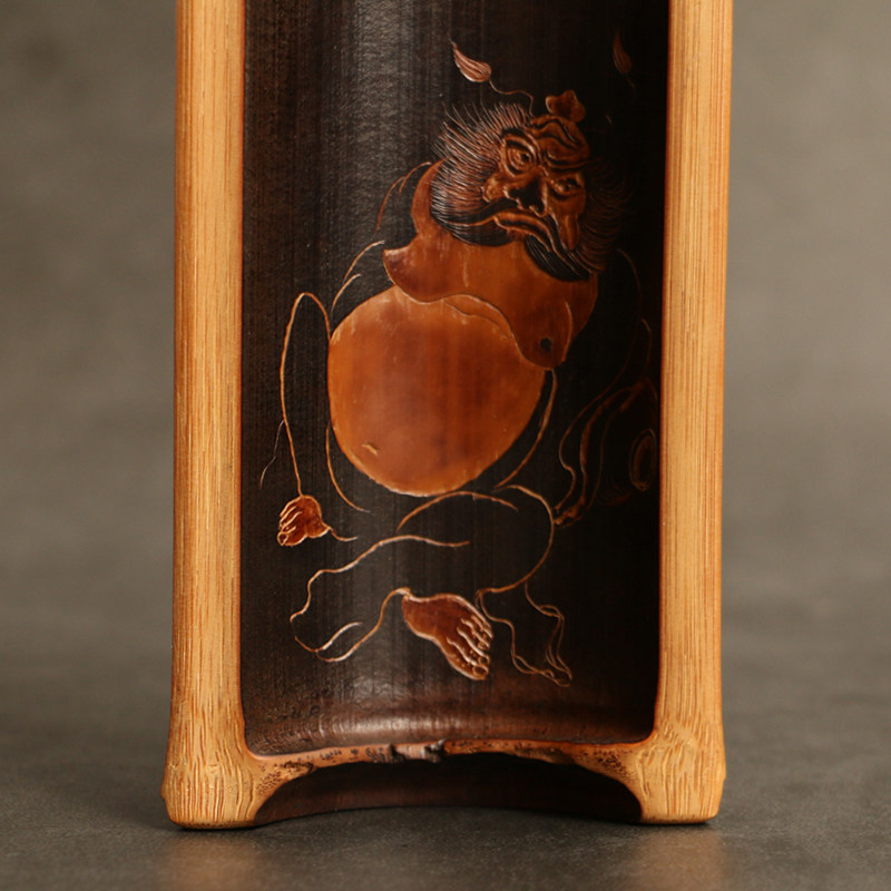 竹雕收藏文玩小臂钟馗手工醒茶煤竹年老百年茶道