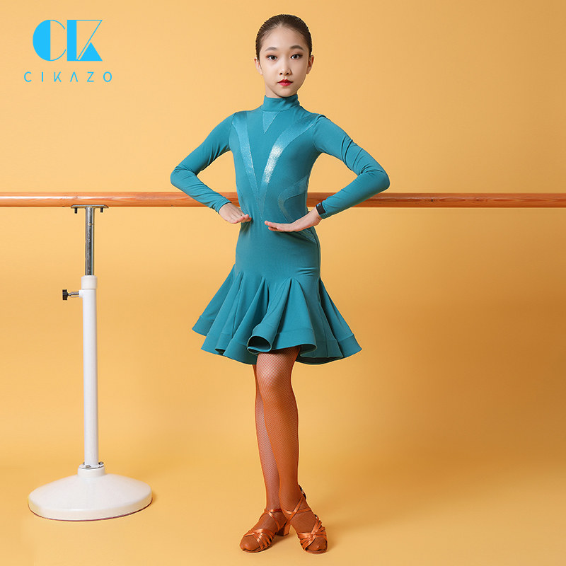 茜卡索拉丁舞服女儿童秋冬季舞蹈比赛比赛服服装少儿拉丁舞演出服
