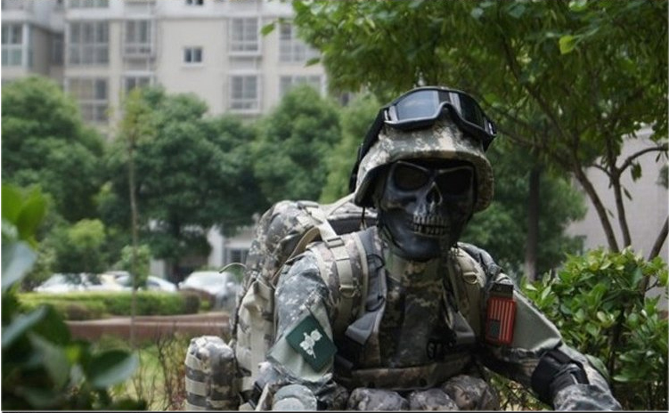 m02骷髅面具 cs防护cosplay战术恐怖逼真整人吓人全脸圣诞节面罩