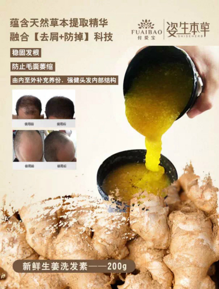 付爱宝姿生本草天然植物草本洗护新鲜生姜洗发水护发素洗发水