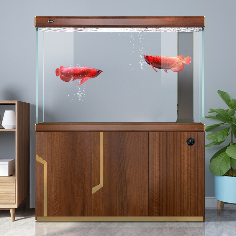 汉霸新款轻奢超白玻璃鱼缸客厅大型水族箱家用屏风龙鱼缸金鱼缸