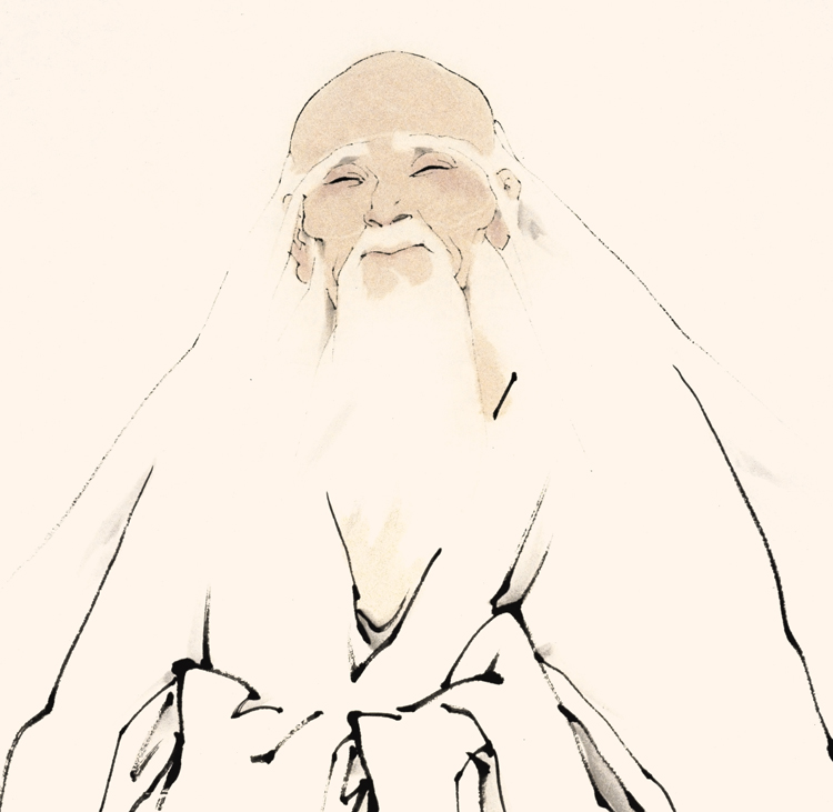 国画道家人物老子出关图客厅餐厅紫气东来挂画办公室实木框装饰画