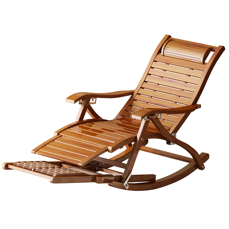 摇椅阳台家用休闲楠竹网红实木躺椅折叠大人老人睡椅懒人摇椅室内