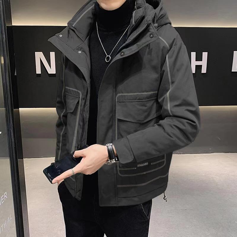 羽绒服男士秋冬季加厚外套2021新款潮牌男装连帽冬装短款保暖工装