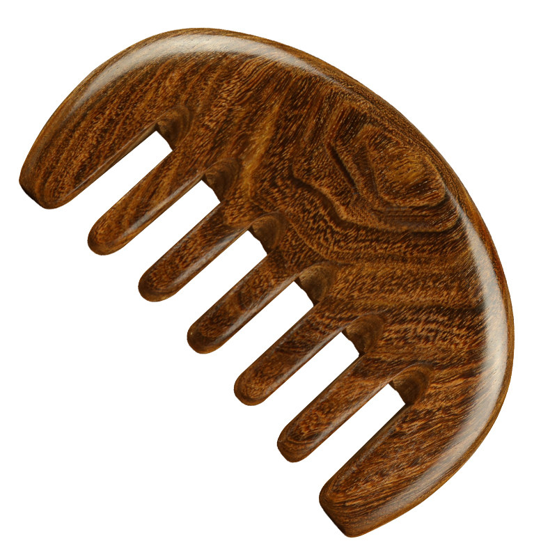 天然檀木梳子通乳梳头部经络按摩梳便携大齿卷发梳整木宽齿可刻字