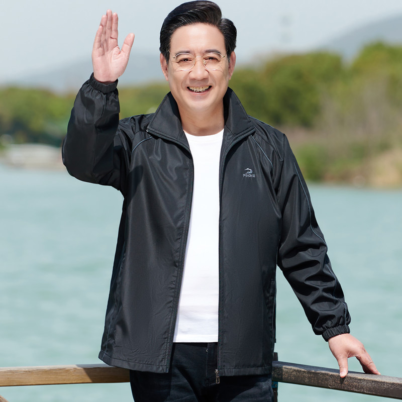 爸爸春装外套50-60岁70薄款休闲中老年男装夹克衫四季运动服爷爷