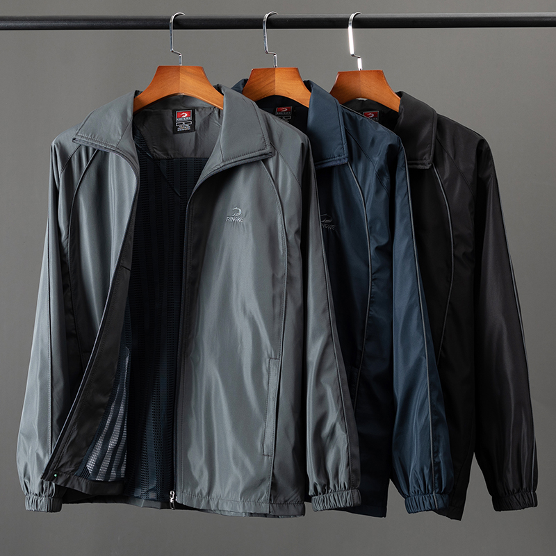 中年爸爸运动外套休闲上衣宽松中老年男装夹克衫男士衣服爷爷春装