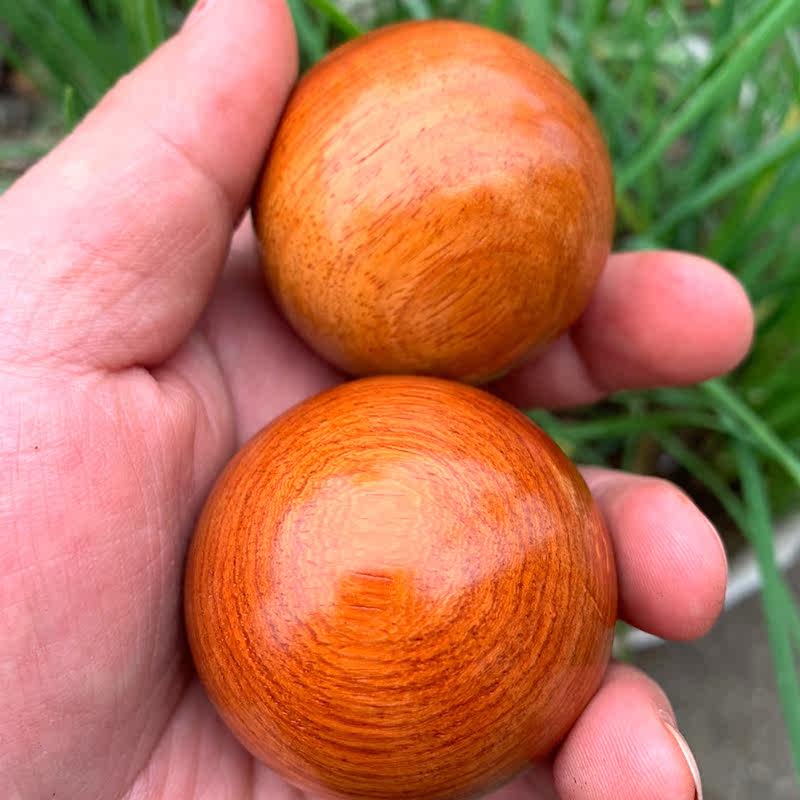 弥刻缅甸花梨木雕手把玩球手工木质手球文玩健身球男士按摩手把球