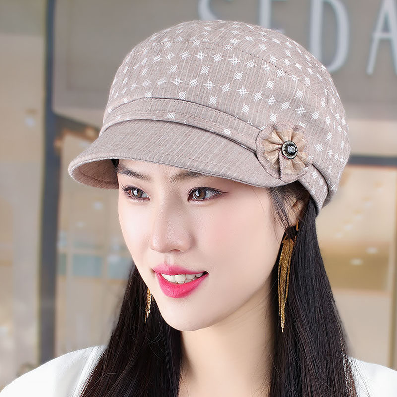 春季透气八角女士时装中老年妈妈太太贝雷帽布帽显帽子