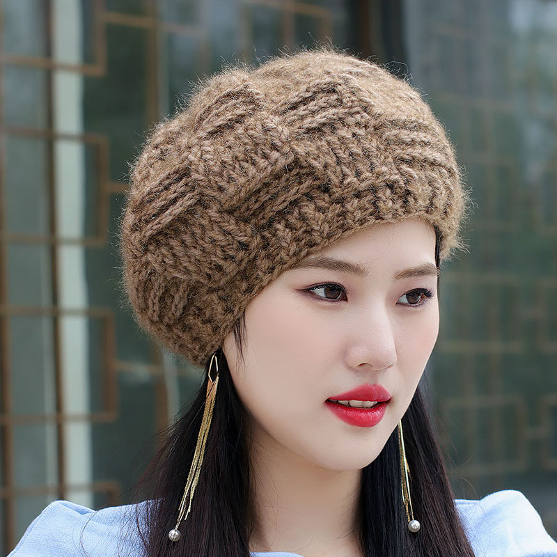 帽子子女韩版秋冬针织柔软贝雷帽厚实毛线松鼠帽子