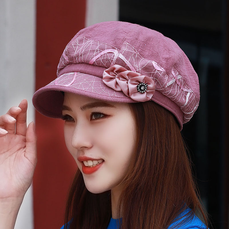 帽子女春夏小沿中老年显脸小时装帽鸭舌帽贝雷帽妈妈帽太太帽女帽
