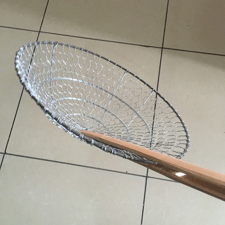 漏勺手工竹柄不锈钢笊篱赵里捞面勺铁丝捞面勺油炸漏勺