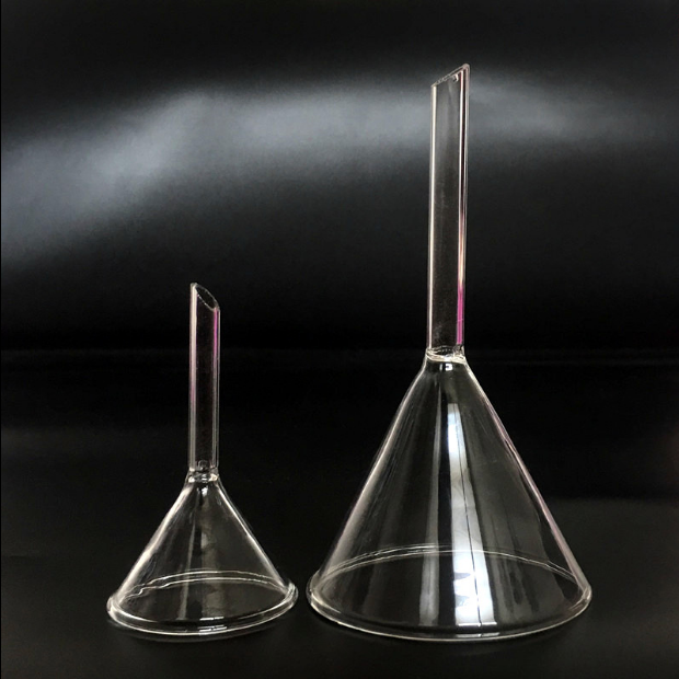 漏斗150mm玻璃短颈短管标准15cm锥形三角教学仪器