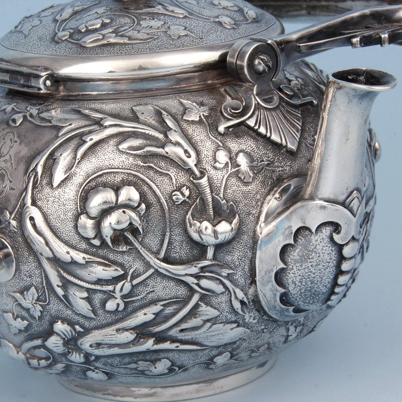 西洋古董银器美国1860年代tiffany蒂凡收藏纯银烧水壶茶壶