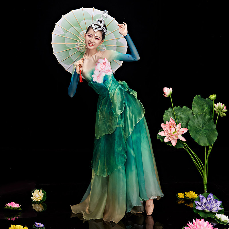 开场舞大摆裙女古典舞演出服飘逸荷花咏荷舞蹈中国风长裙舞台服装