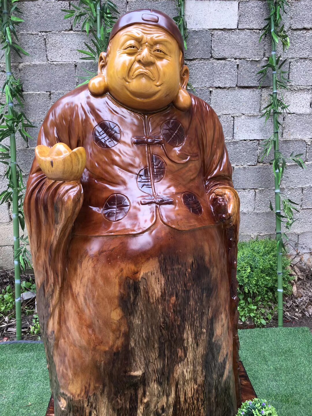 摆件金丝楠木地主土豪木雕财大气粗收藏送礼公司木雕