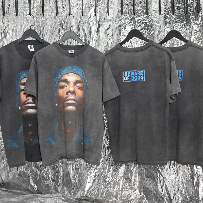 fog fear of god风格vtg狗爷短袖vintage自然水洗做旧t恤高街破坏