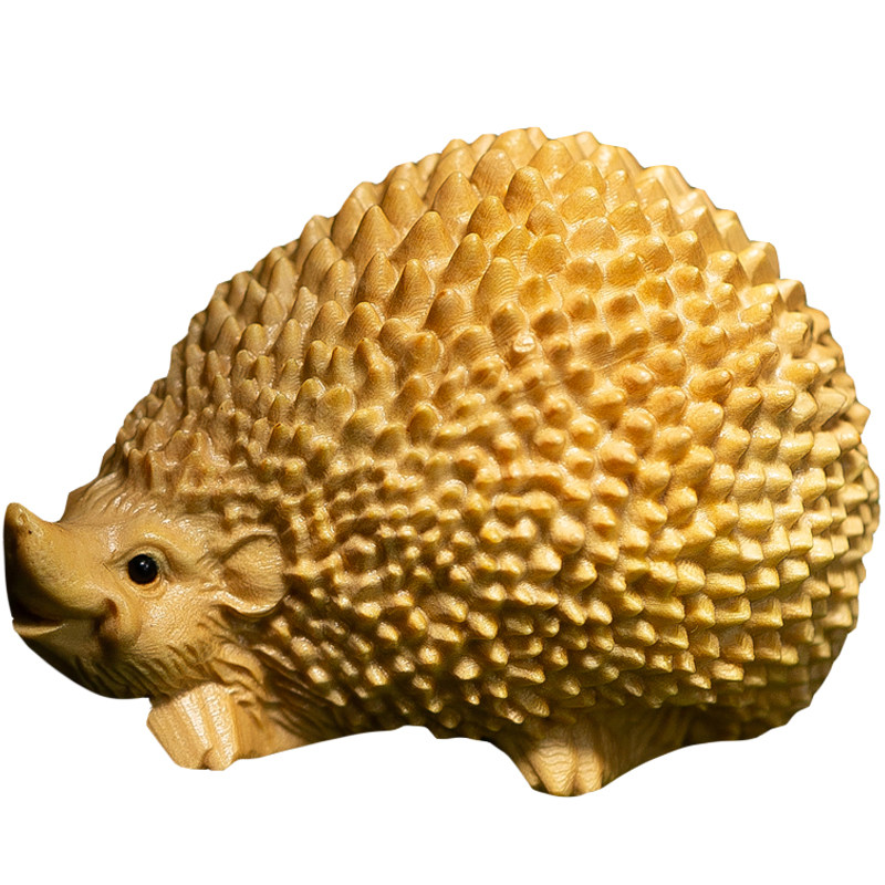 实木雕刻小动动物黄杨木雕手把件小刺猬居家装饰木雕