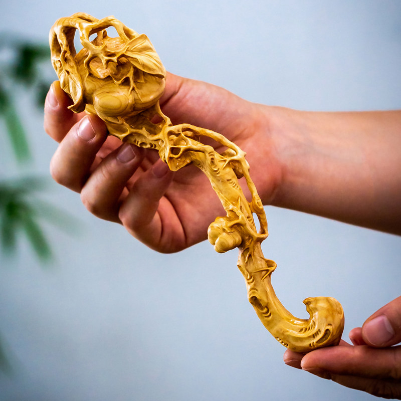 木雕手把件黄杨木雕刻事事如意现代家居家居装饰木雕