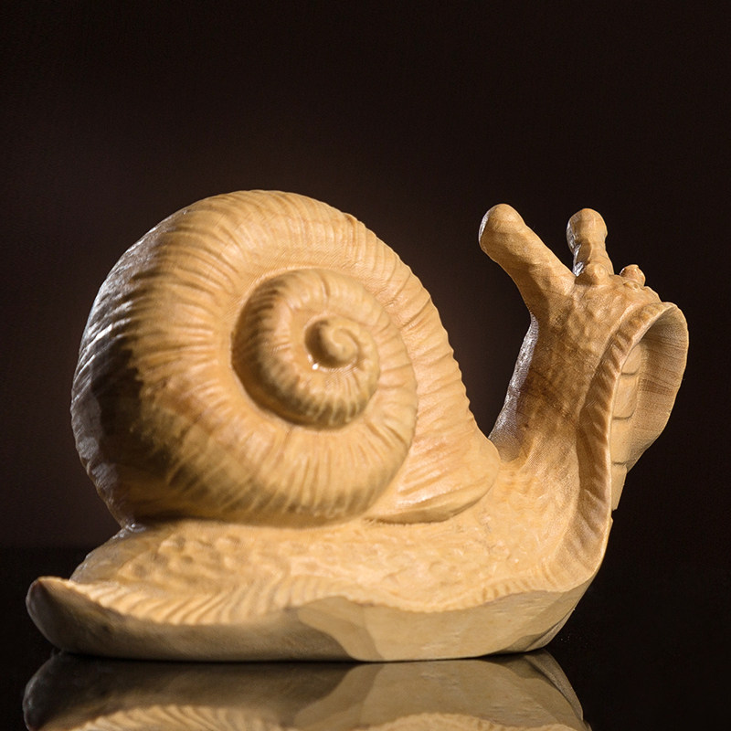 摆件新款奋勇向前蜗牛乐清黄杨木杨木雕刻汽车木雕