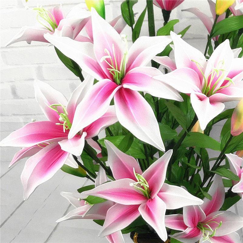 材料丝网花竖落地百合diy手工粉白双色百合花其他