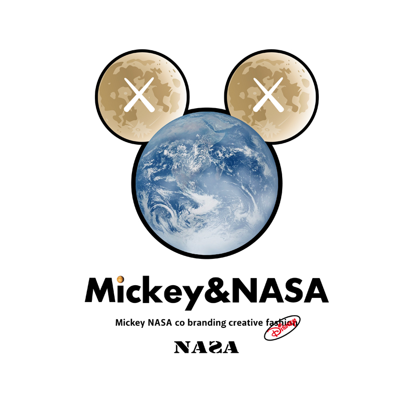 潮牌nasa联名地球字母米奇头像可爱图案热转印布贴