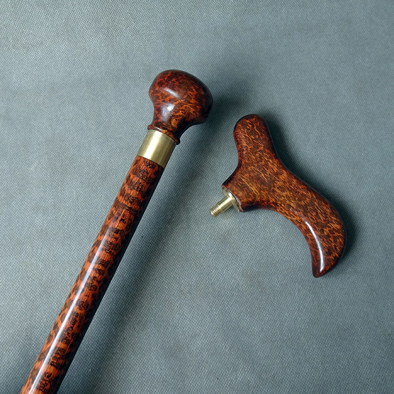 拐杖红木蛇纹实木文明绅士徒步老人人手多功能登山杖