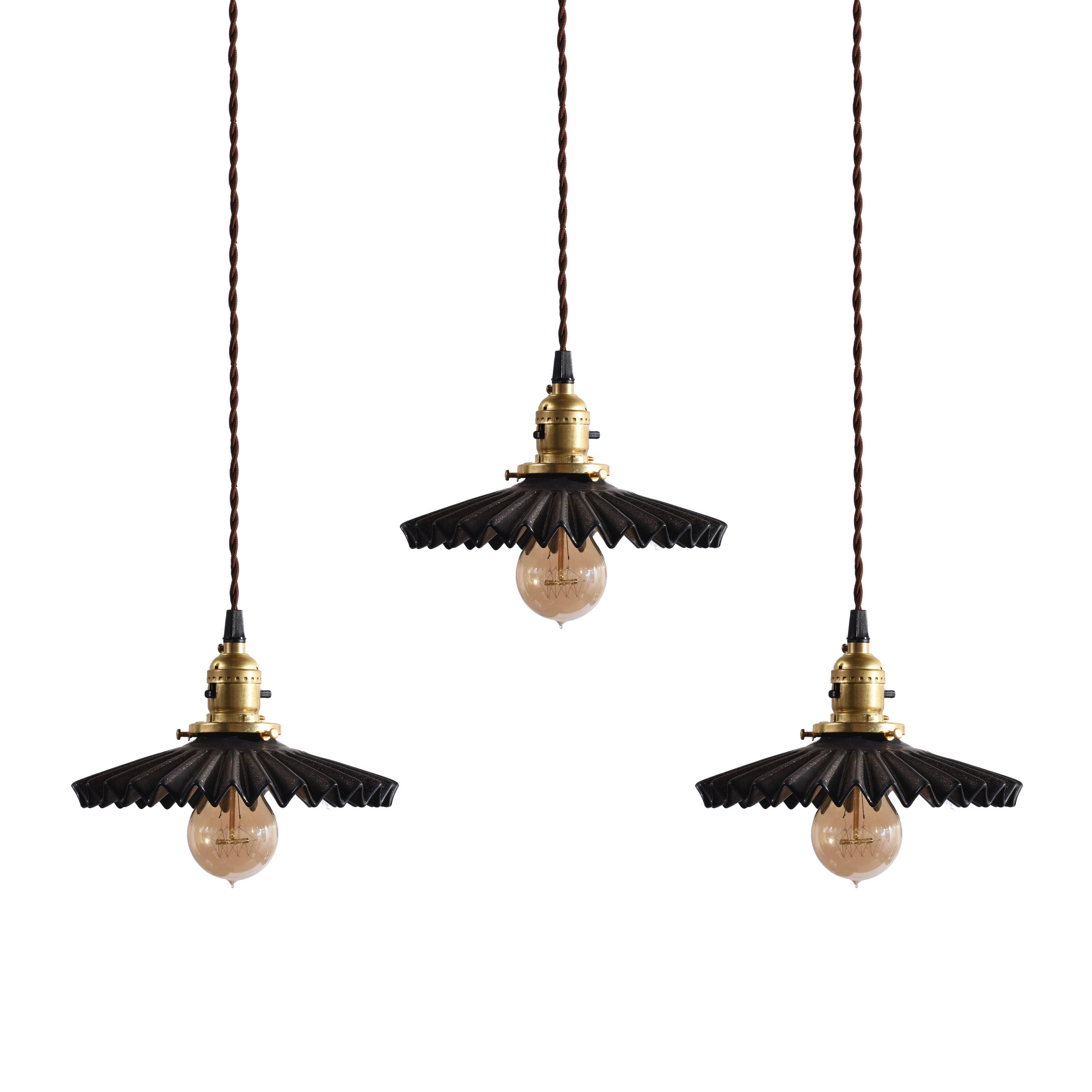 mooore铁锈釉陶陶瓷灯罩日式百褶吊灯loft工业餐厅吊灯