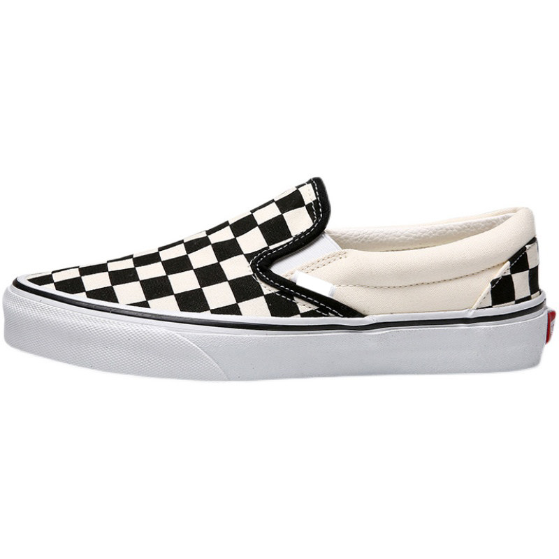 wanshi一脚布鞋帆布低帮懒人脚蹬万斯格子棋盘格帆布鞋