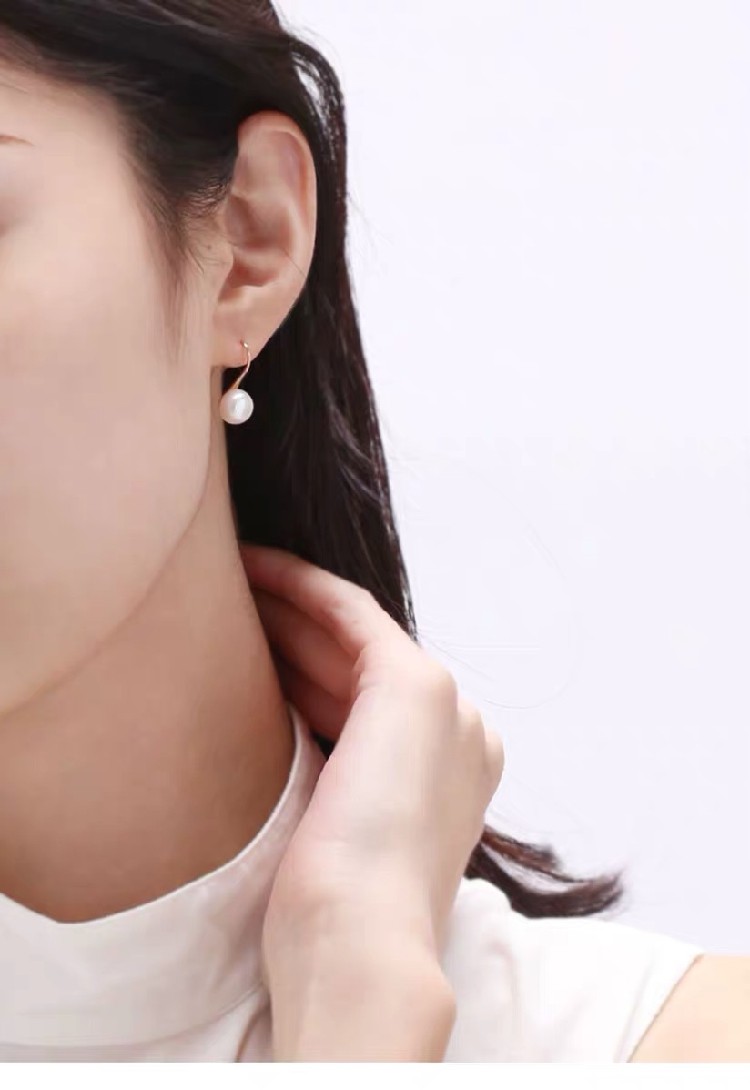 诸暨天然淡水珍珠耳钉耳环无瑕s925纯银耳勾高跟鞋款珍珠耳环