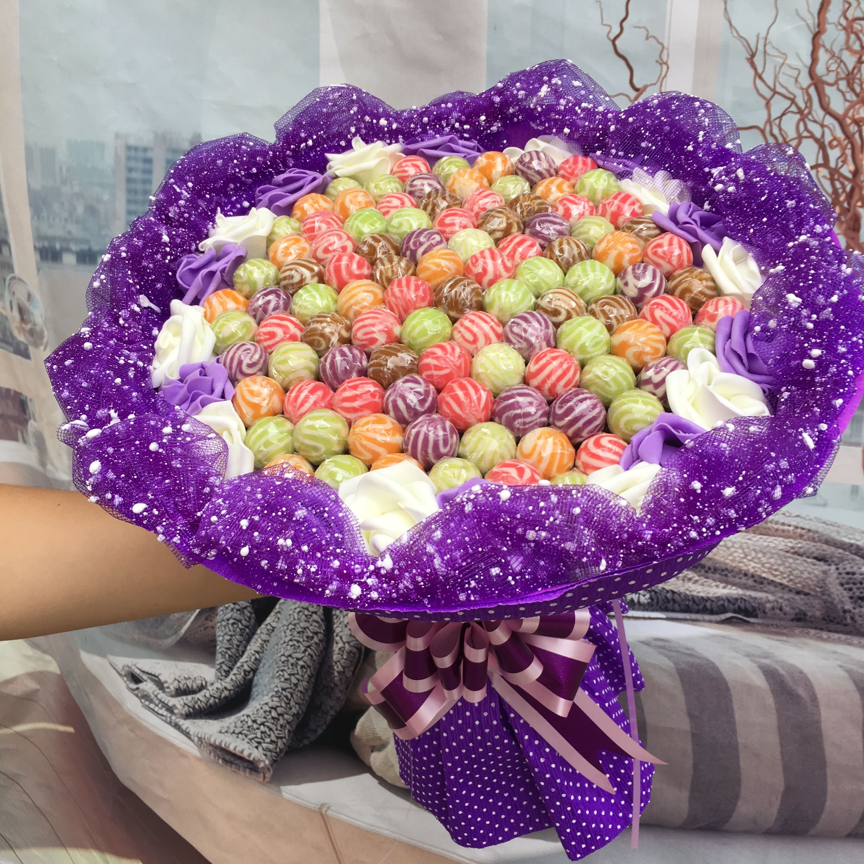 99颗阿尔卑斯棒棒糖花束卡通糖果送男女友糖果
