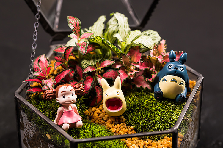 苔藓微景观生态瓶龙猫精致花房森系精灵兔玻璃罩花房摆件