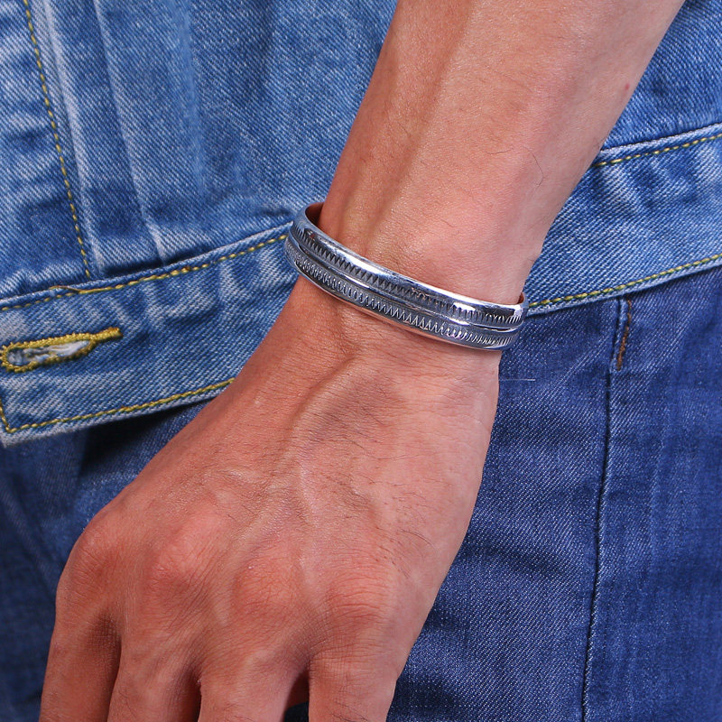 手镯纯银复古undercover高桥高桥吾郎锯齿男女手环手镯