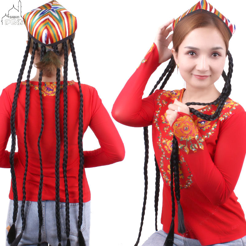 假发辫子新疆舞蹈仿真麻花麻花辫影视表演头饰儿童日常整顶假发