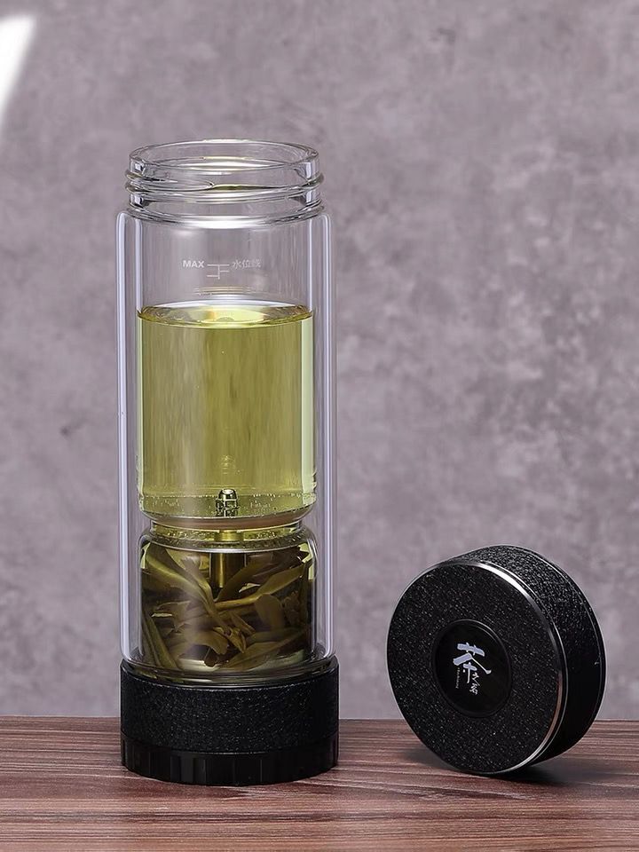 茶水分离双层玻璃杯泡茶茶杯个人专用水杯男士玻璃杯