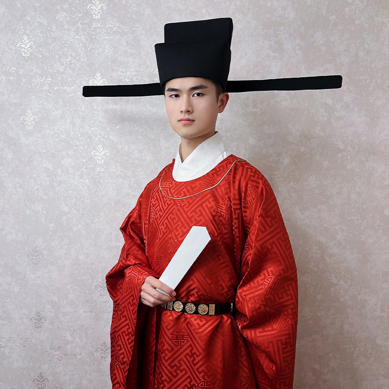 汉服男士帽子首服宋制婚孔府展脚幞头配宋圆领帽子
