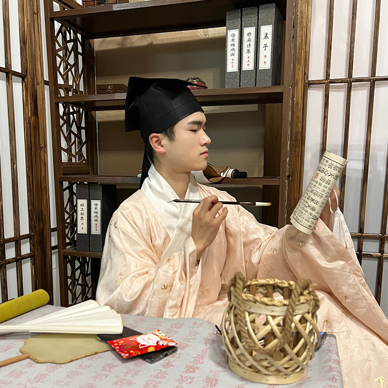 洛潇定制飘飘巾纯阳巾明制道士庄子明代儒巾帽子