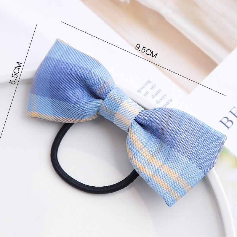 jk蝴蝶结皮筋星野发饰布艺格子发绳弹力闺蜜发饰