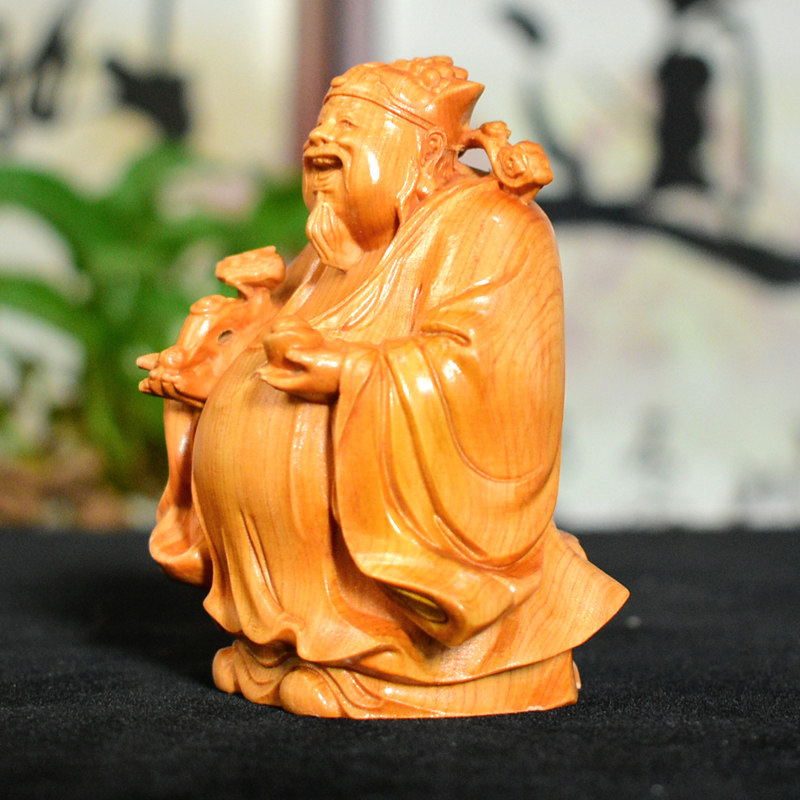 崖柏手把工艺品木质如意手持右手元宝木雕金元宝木雕