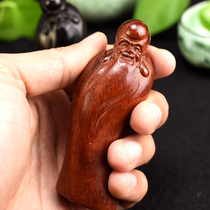 老寿星如意手把件木雕居家摆件实木雕刻工艺礼品寿山福海文玩新款