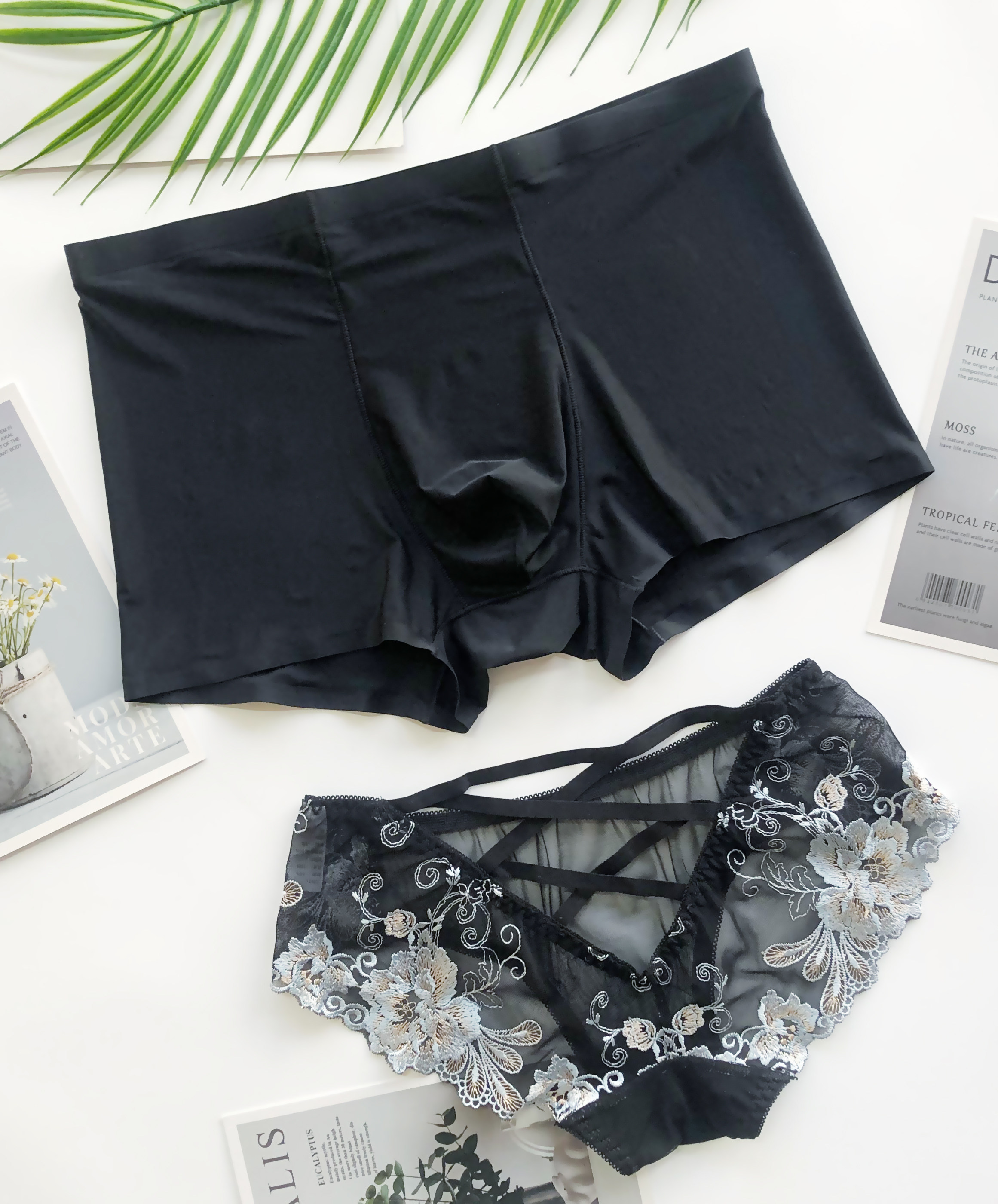 情侣激情纯棉内裤夏季新款冰丝性惑蕾丝内衣女平角裤