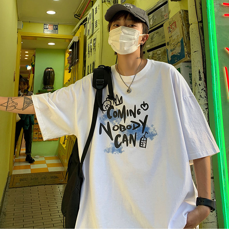 2022新款夏季短袖男潮牌ins港风半袖潮男t恤宽松百搭五分袖上衣服