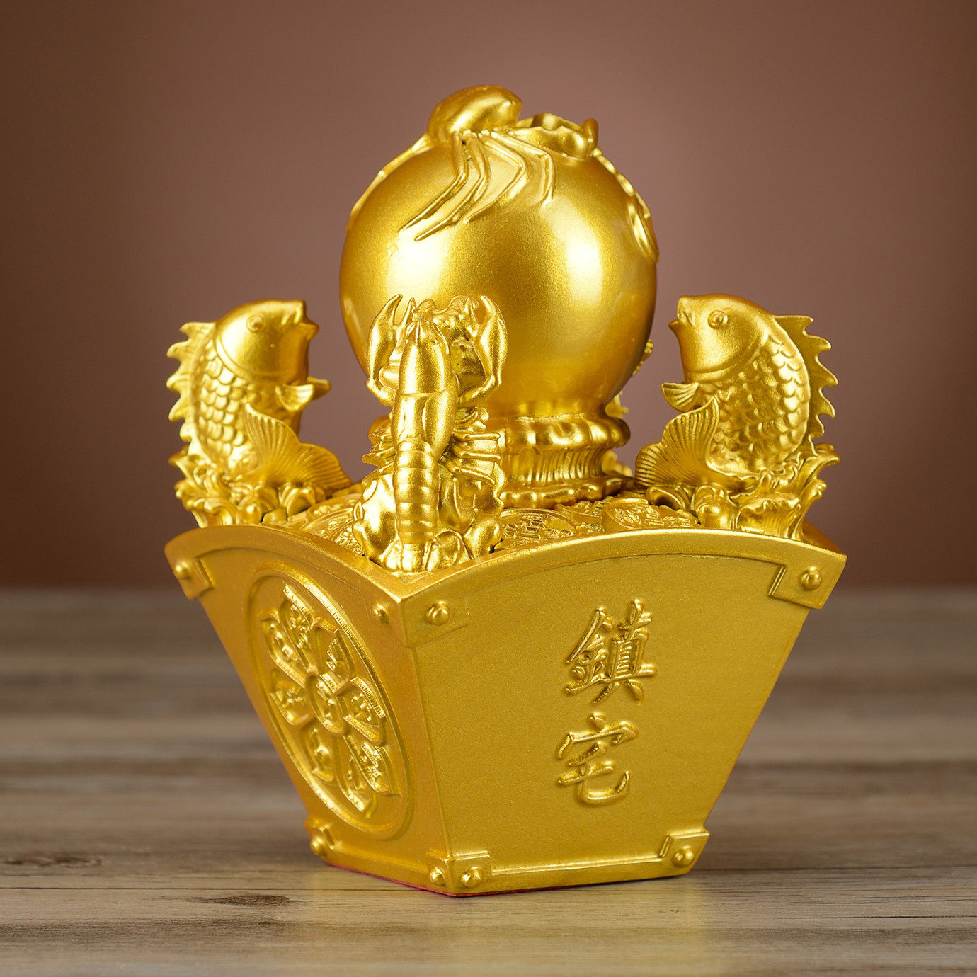 纯铜一甲镇摆件吉祥物螃蟹财斗锦鲤办公室店铺开业装饰摆件