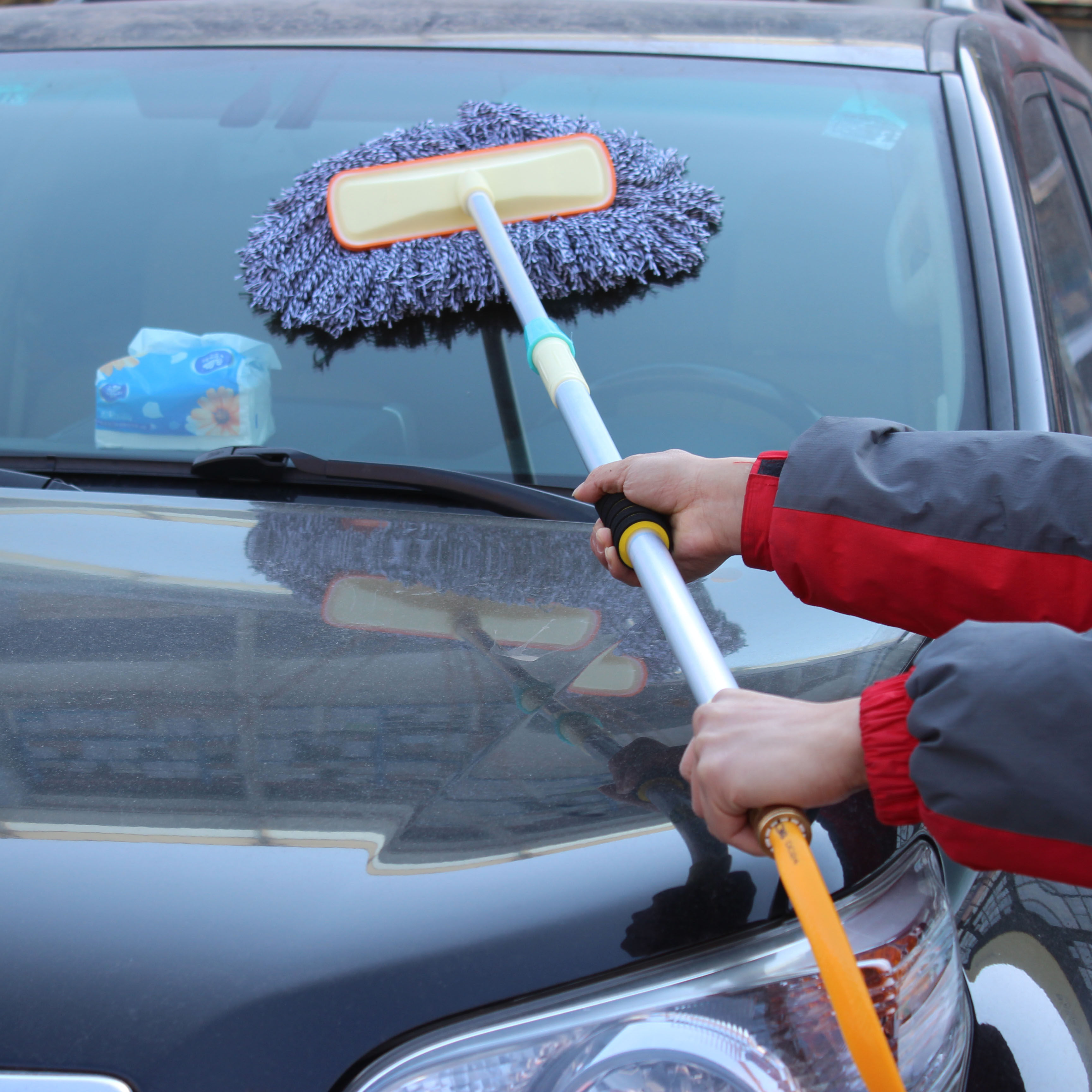 洗车长杆华兴掸子刷车拖把棉线伸缩通水刷子车掸