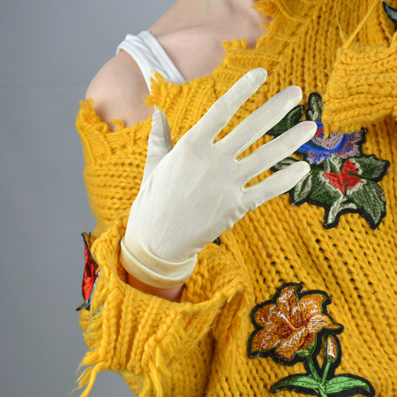 100桑蚕真丝手套女薄款夏季骑行美容排汗绸缎手套