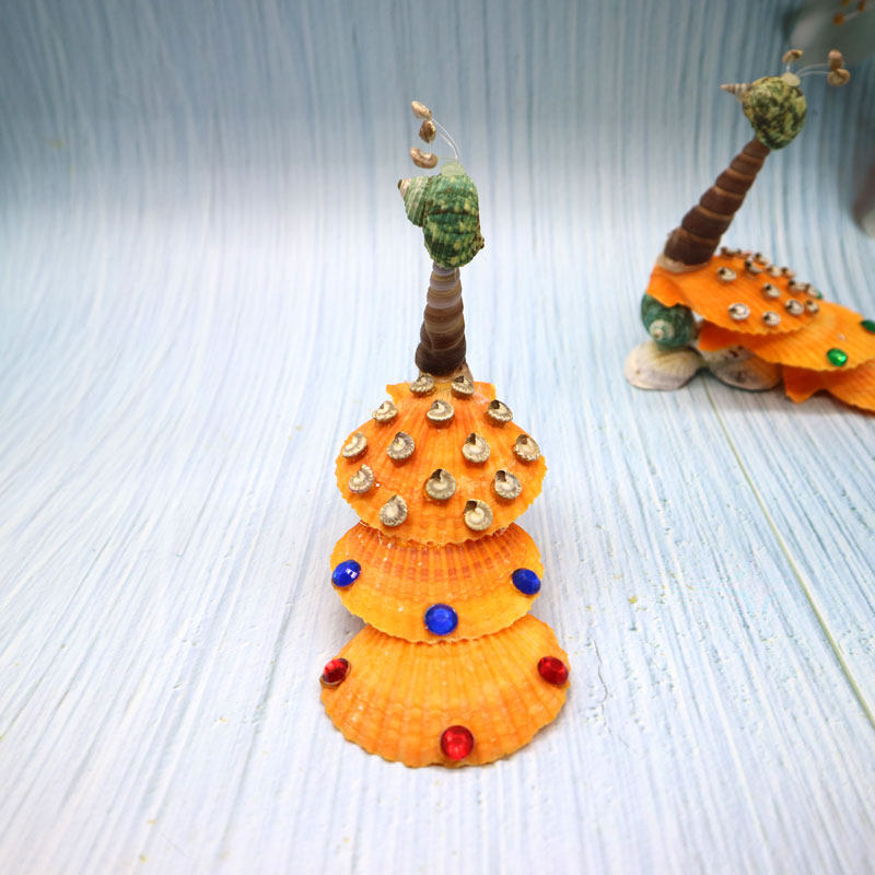 天然海螺贝壳粘制孔雀餐饮摆盘工艺品手工制作diy材料橘色扇贝