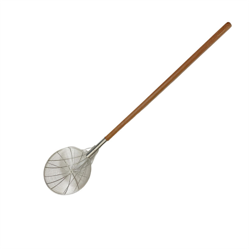 不锈钢长柄木柄大漏勺大笊篱加厚线漏油炸捞网炸篱商用大号过滤网