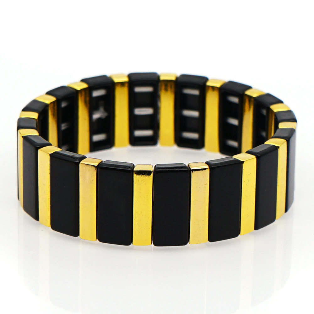 美国roxanneassouli同款黑金相间手串个性秋冬镀金手链