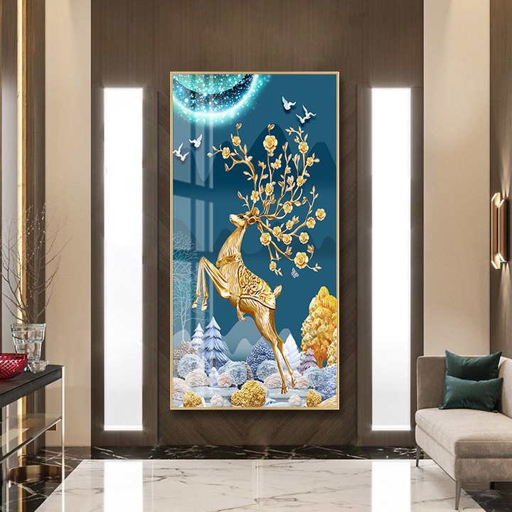 壁画玄关装饰画简约现代轻奢竖版入户走廊过道现代装饰画